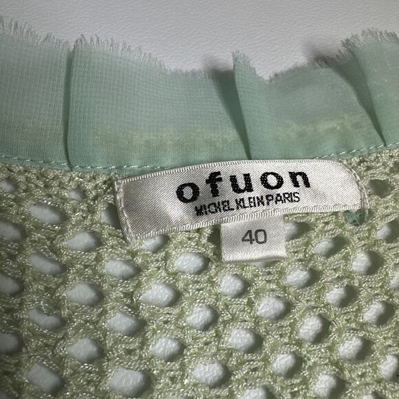 Rare Seafoam Mesh Net Top Mermaid Fairycore Whimsical Sheer Ruffle Y2K S Glitter - Picture 6 of 9